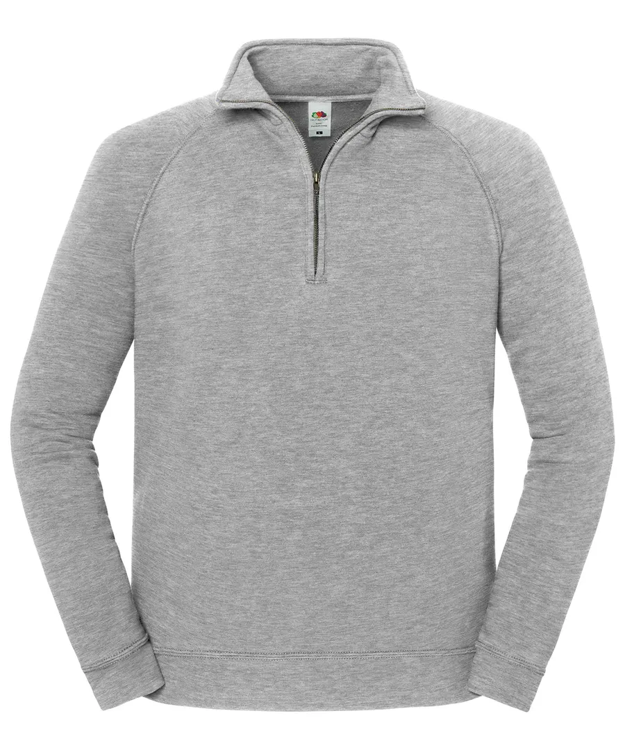 Iconic premium zip-neck sweat – Athletic Heather