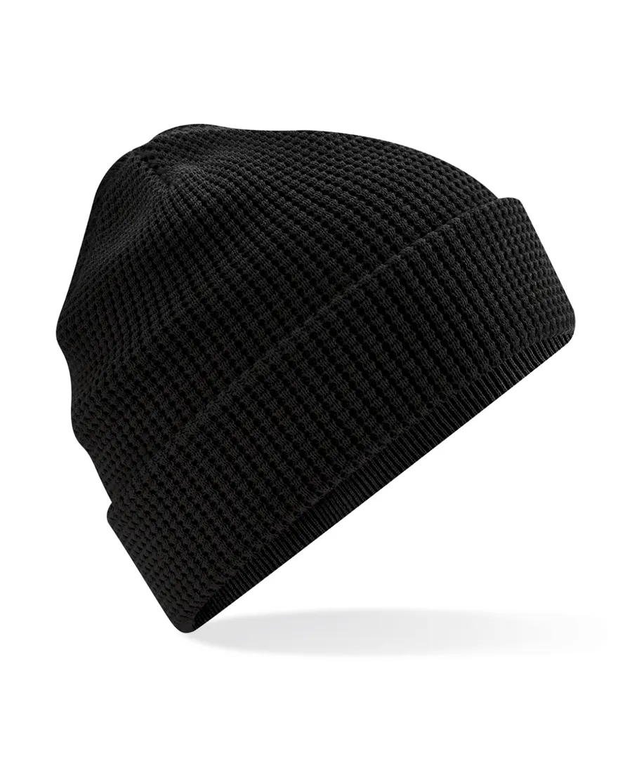 Organic cotton waffle beanie – Black