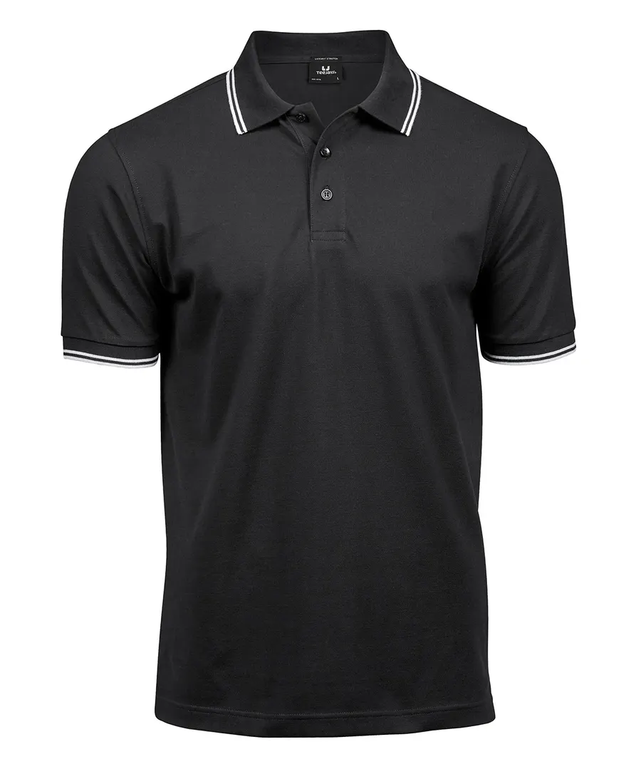 Luxury stripe stretch polo (1407) – Black/White