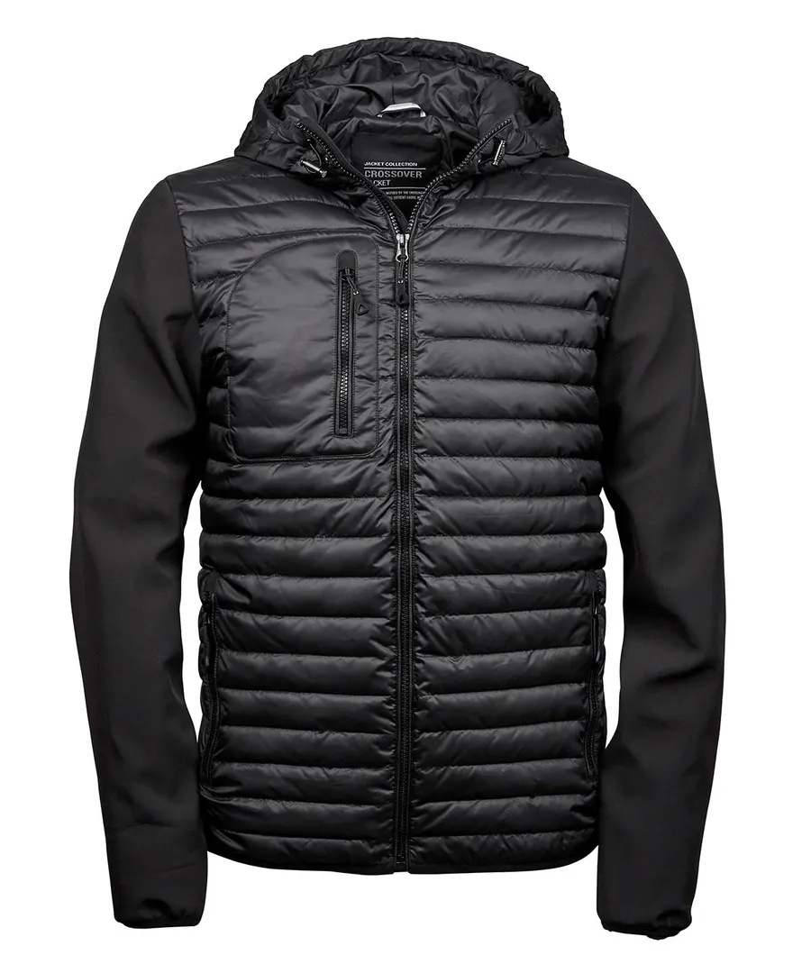Hooded crossover jacket (9628) – Black/Black