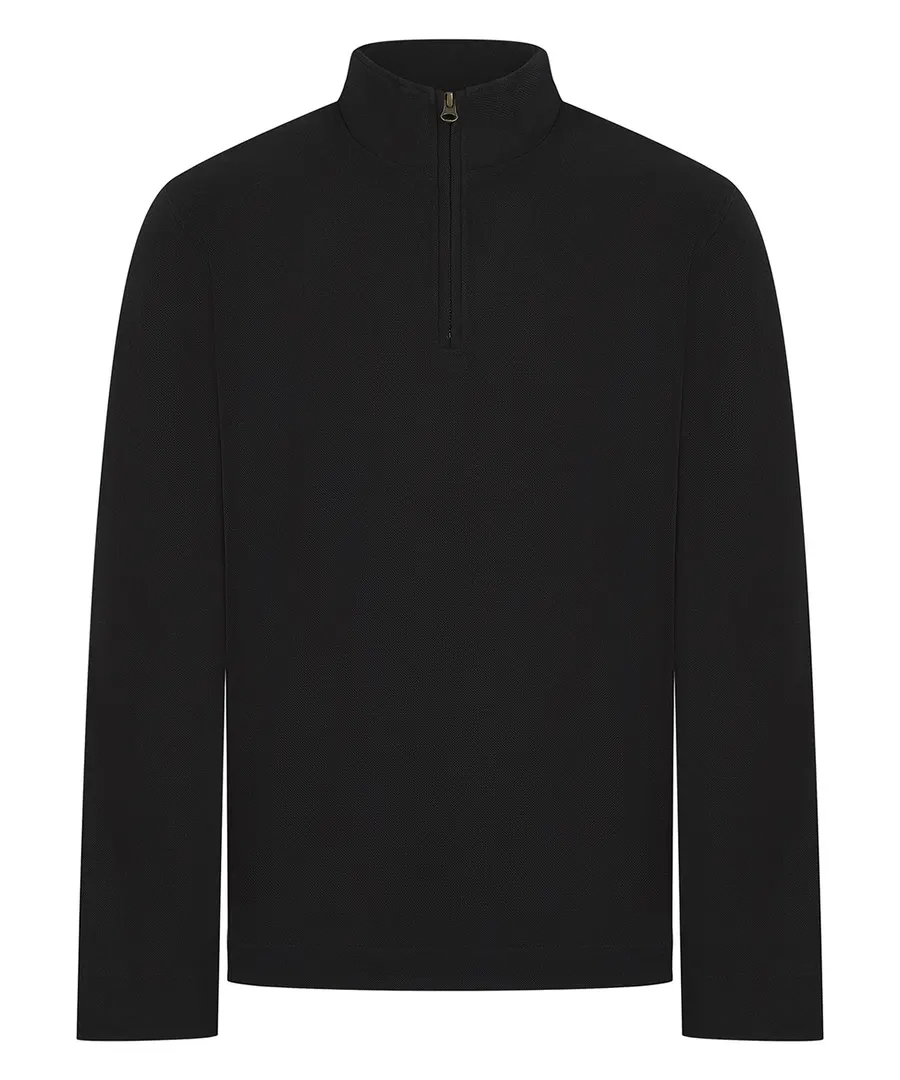 Premium piqué 1/4-zip top – Black