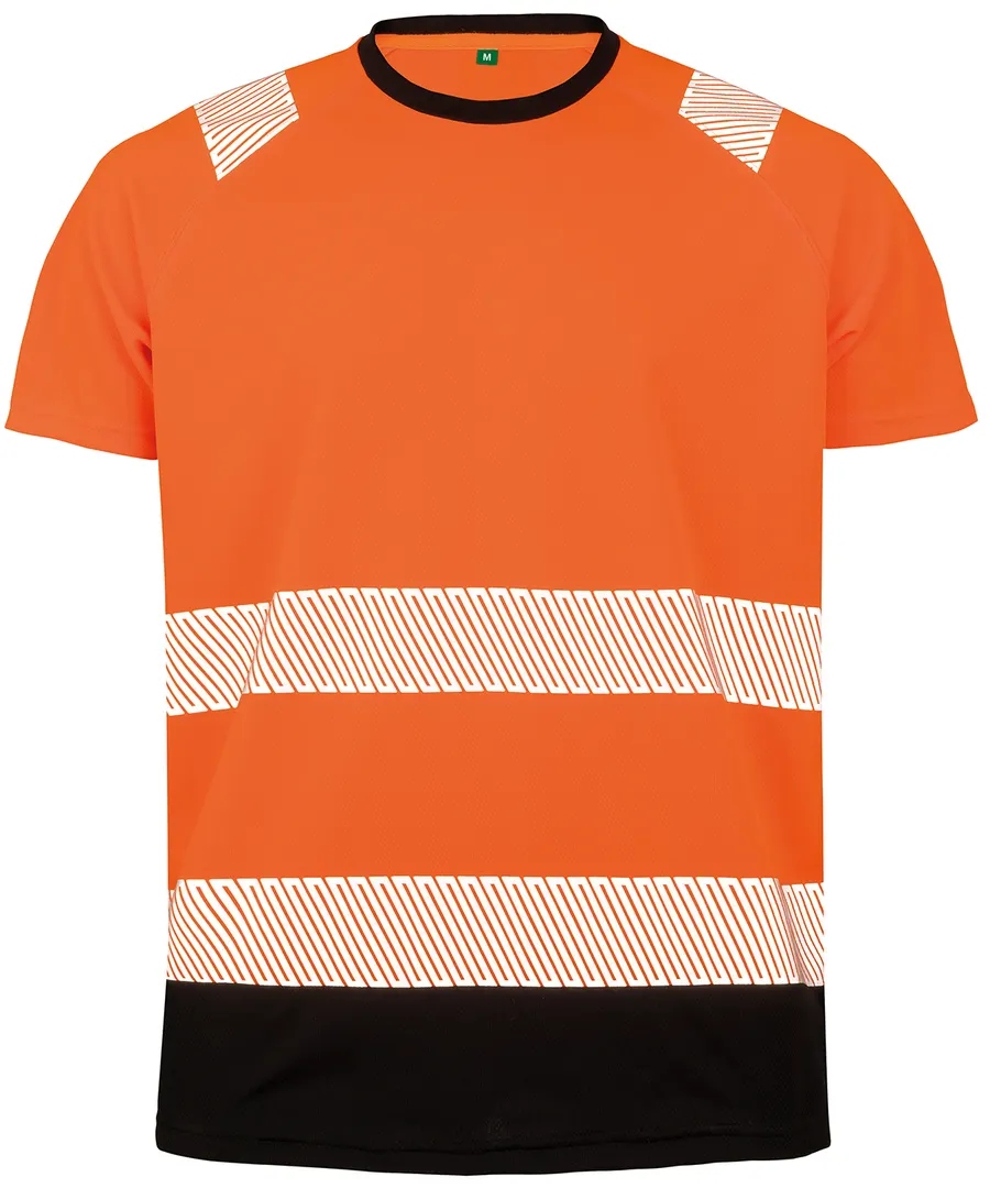 Recycled safety t-shirt – Fluorescent Orange/Black