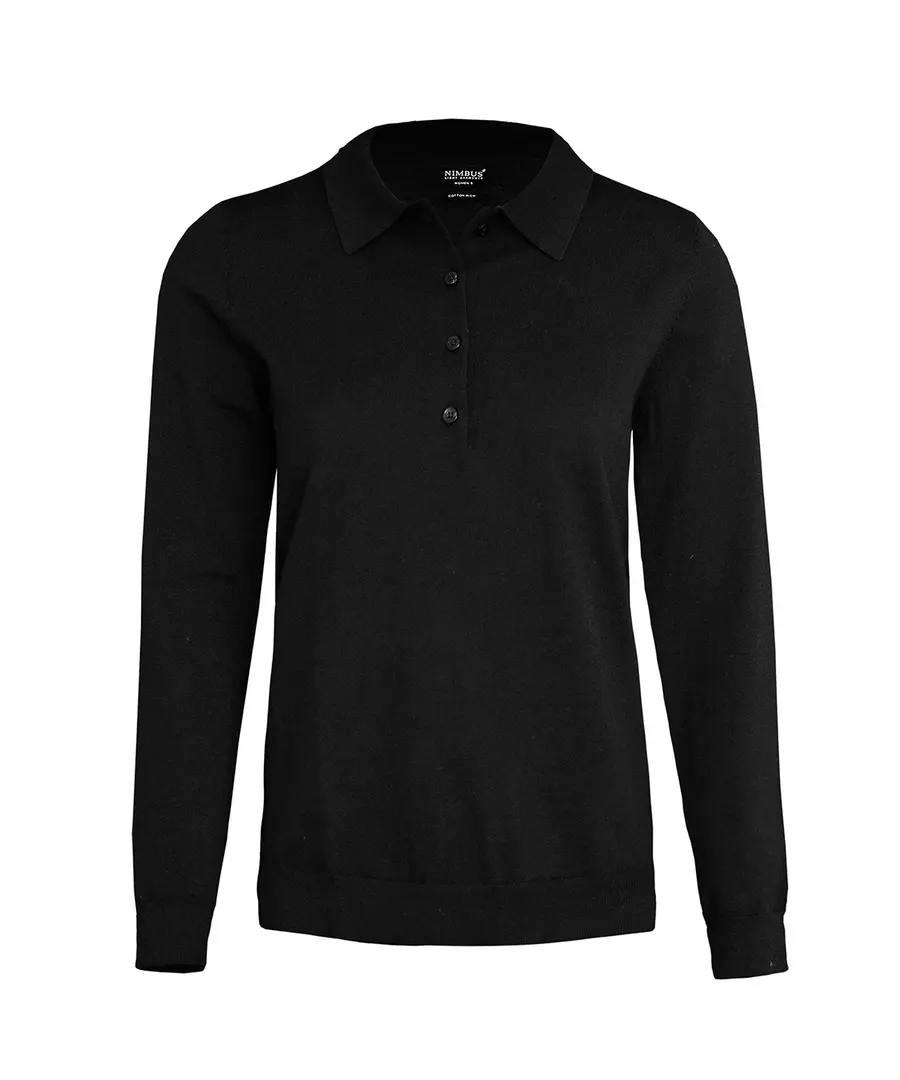 Women’s Brighton long sleeve polo – elegant knitted polo – Black