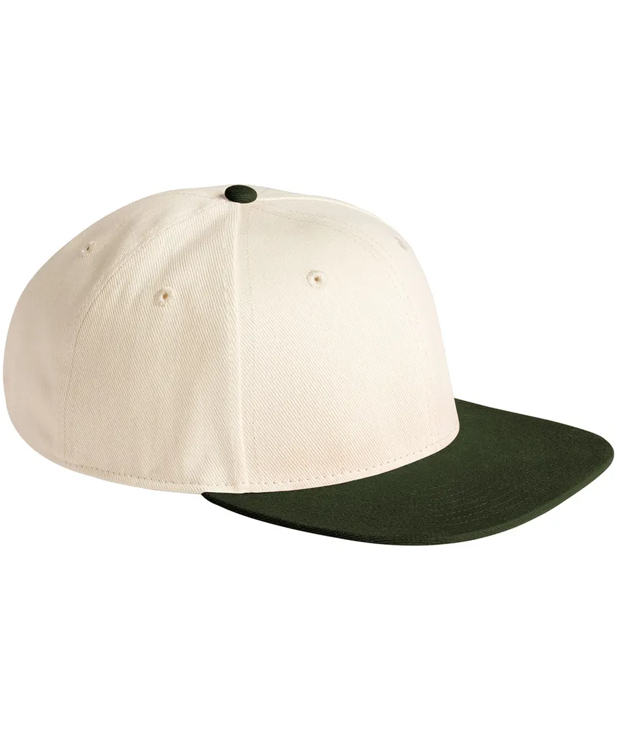 Contrast flat peak 6-panel cap – Natural/Dark Olive