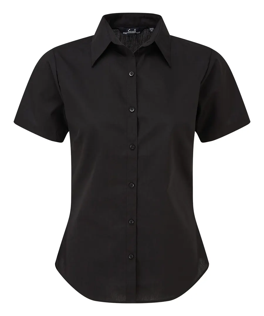 Women's short sleeve poplin blouse – Black