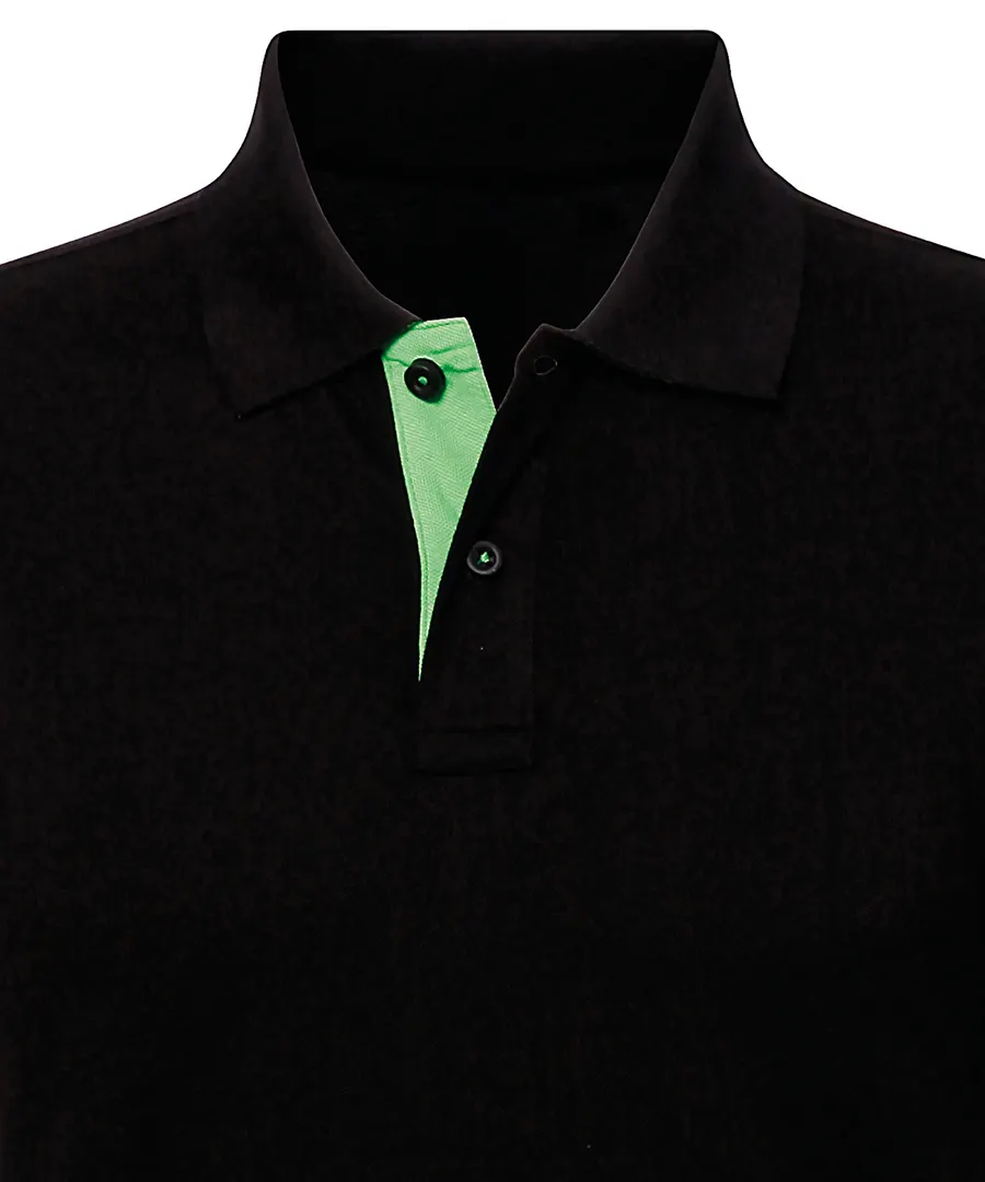 Men's classic fit contrast polo – Black/Lime
