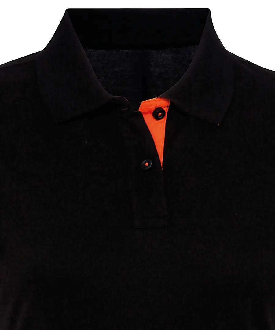 Women's contrast polo – Black/Orange