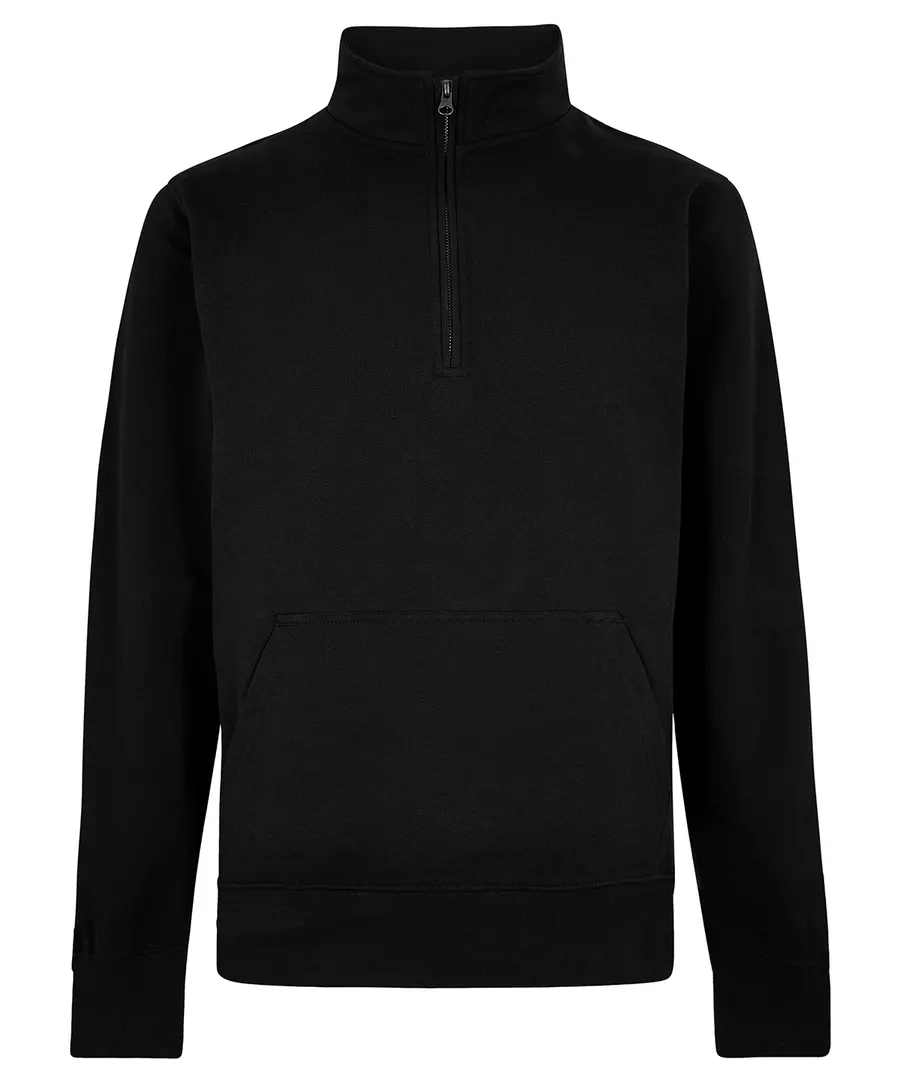 Regular fit 1/4-zip piqué sweatshirt – Black