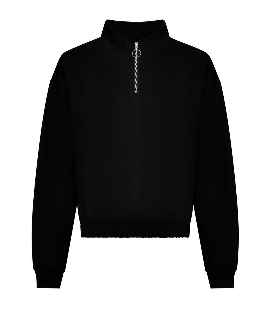 Women's cropped ¼-zip sweat – Deep Black