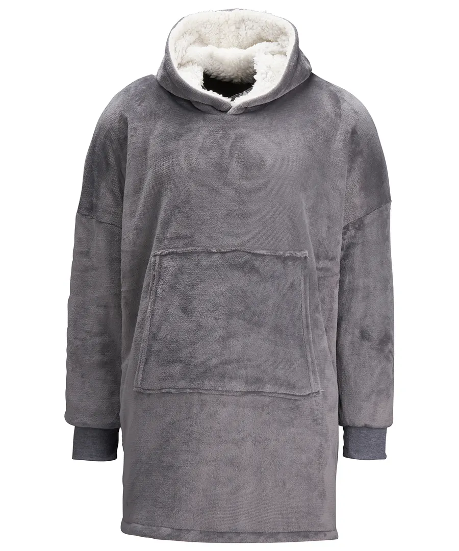 The Ribbon oversized cosy reversible sherpa hoodie – Grey