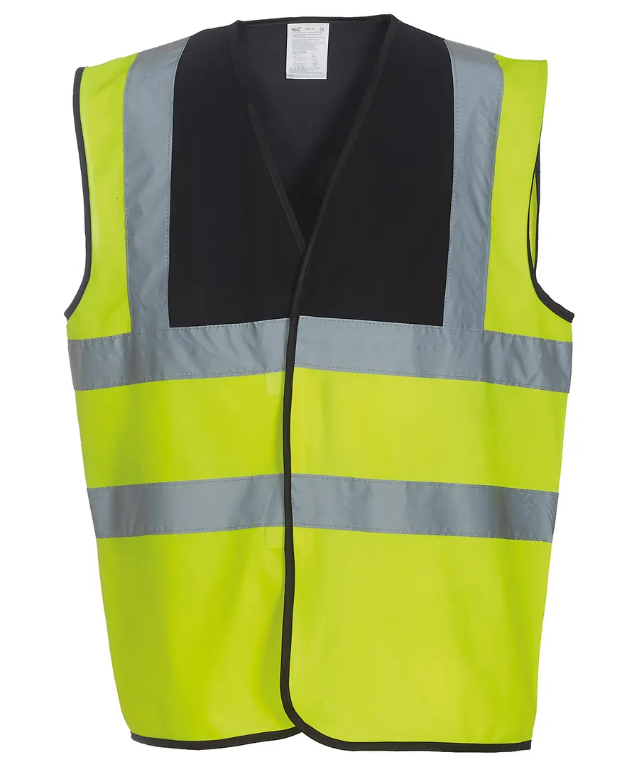 Hi-vis 2-band-and-braces waistcoat (HVW100) – Black Yoke/Yellow