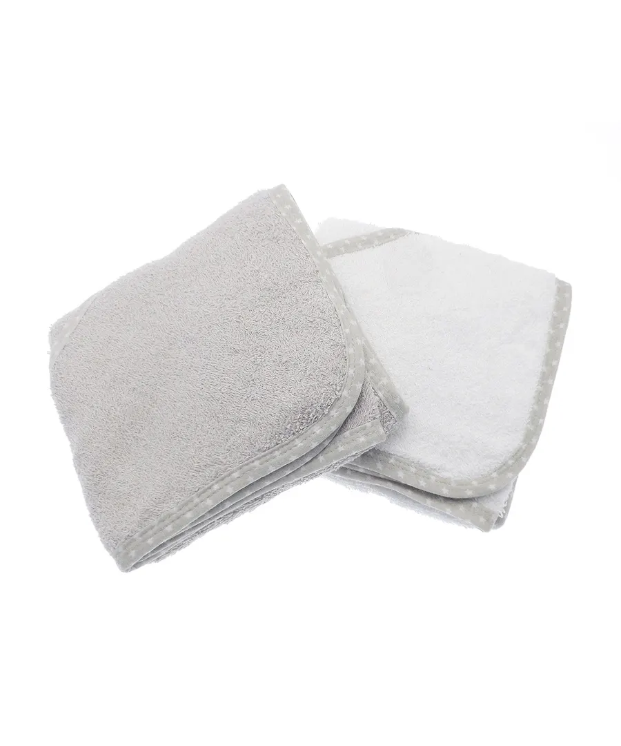 Baby hooded towel (2-pack) – White/Grey