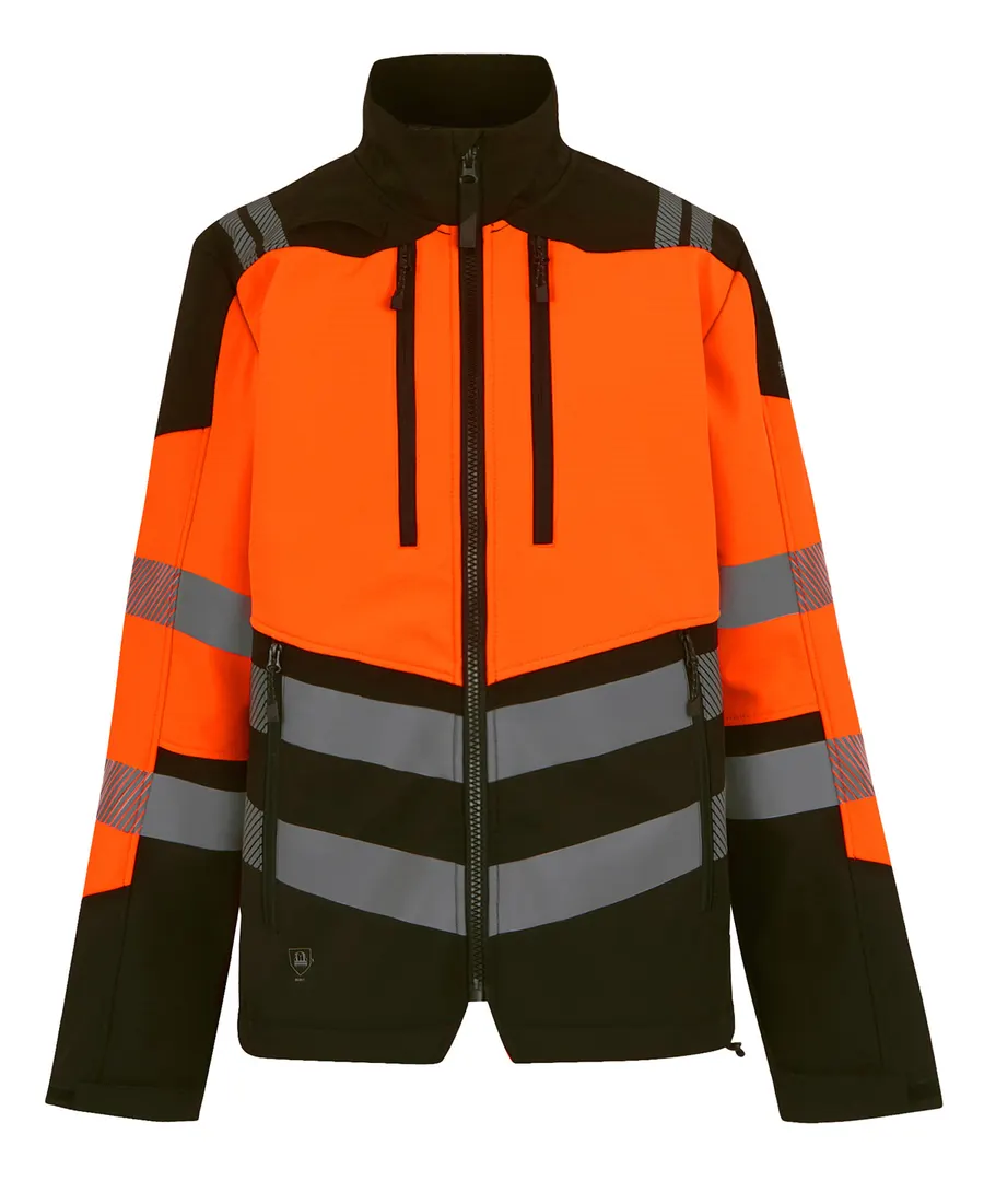 Hi-Vis X-Pro 3-layer softshell jacket (Class 2) – Black/Orange