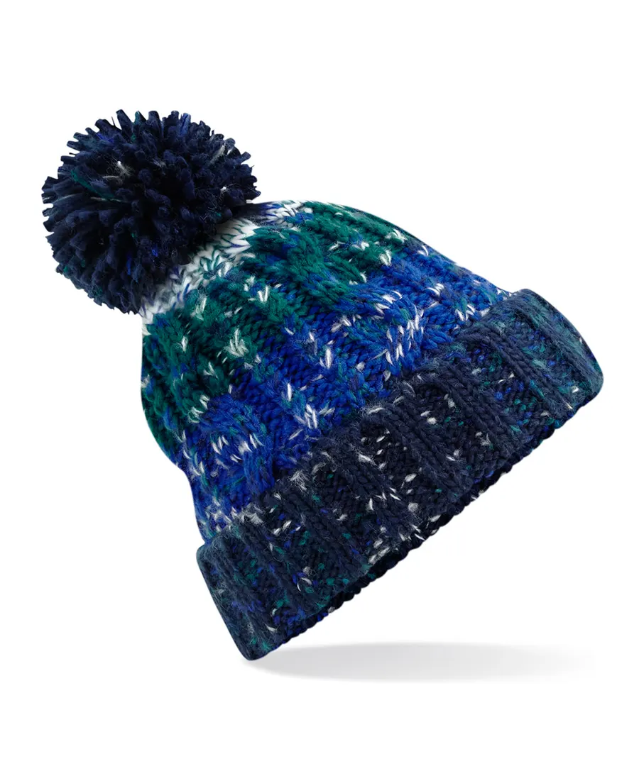 Corkscrew pom pom beanie – Alpine Blues