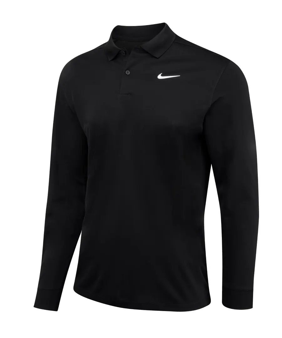 Nike Dri-FIT Victory solid long sleeve polo – Black/White