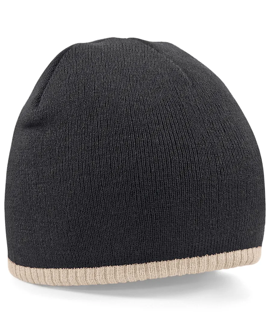 Two-tone pull-on beanie – Black/Stone