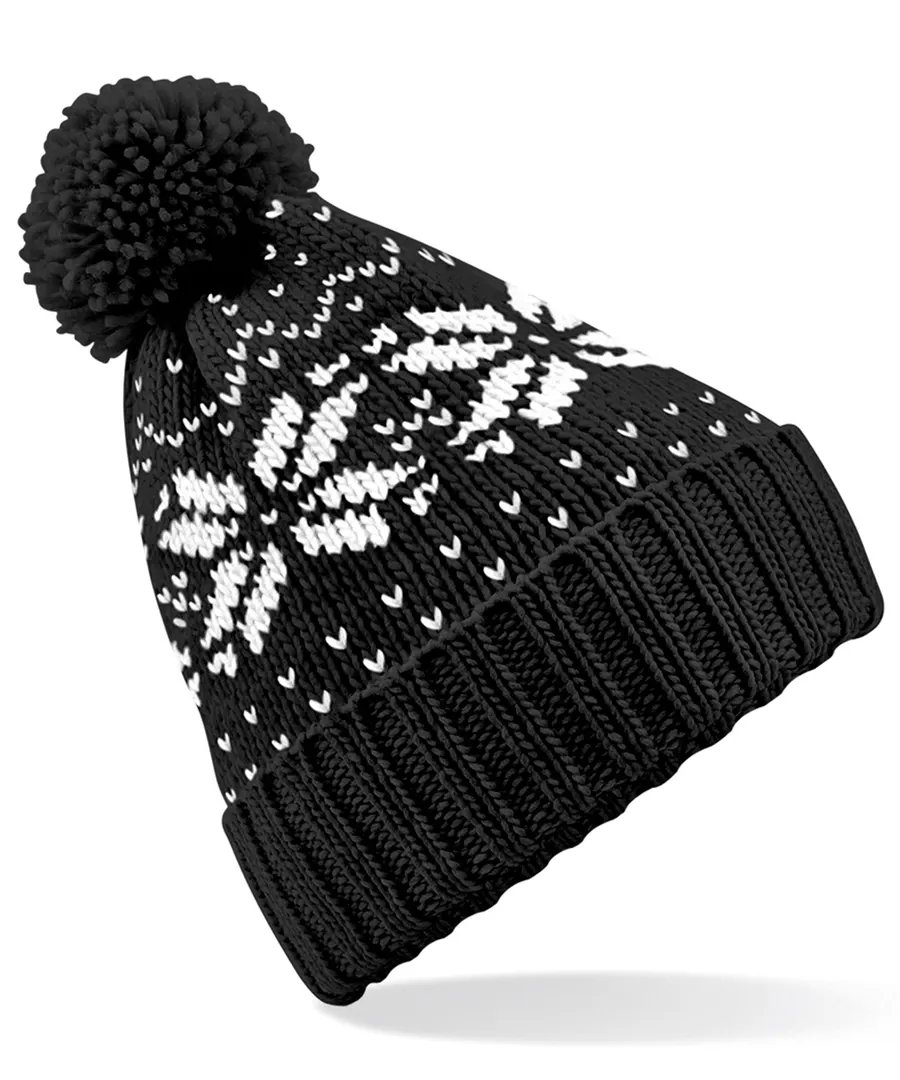 Fair Isle snowstar® beanie – Black/White