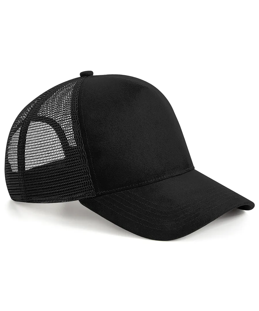 Suede snapback trucker – Black