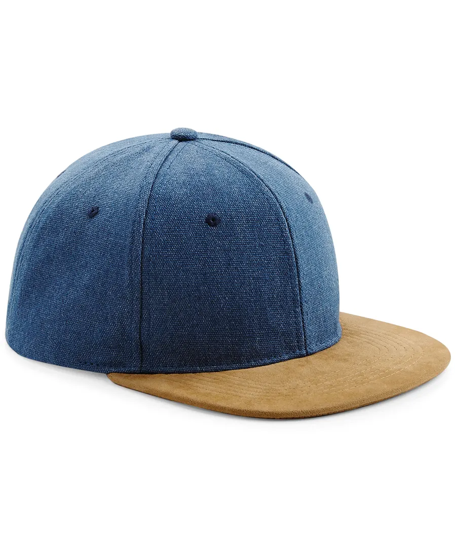 Suede peak snapback – Denim Blue
