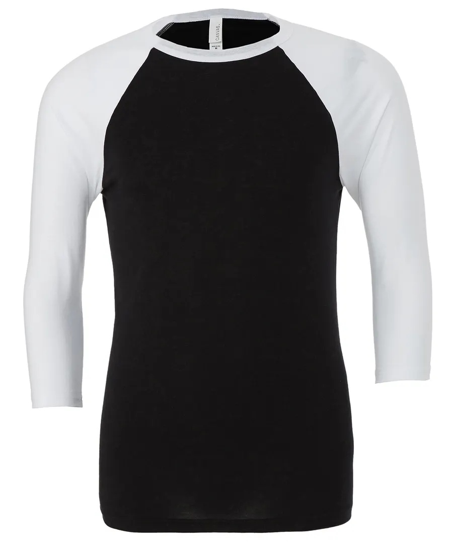 Unisex triblend ¾ sleeve baseball t-shirt – Black/White