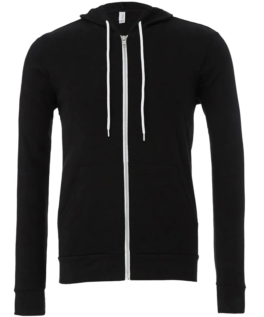 Unisex polycotton fleece full-zip hoodie – Black