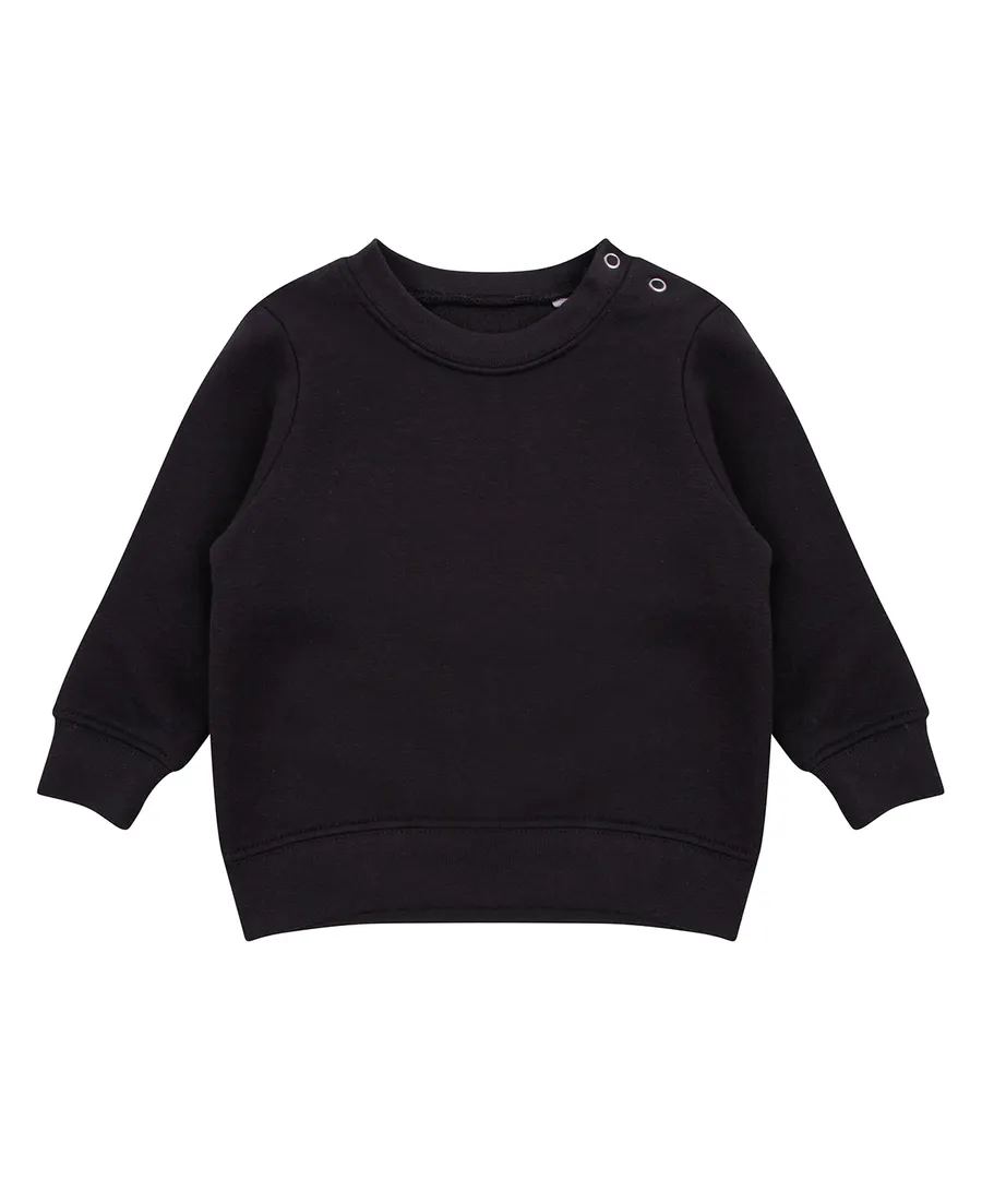 Crew neck sweatshirt with shoulder poppers – Black