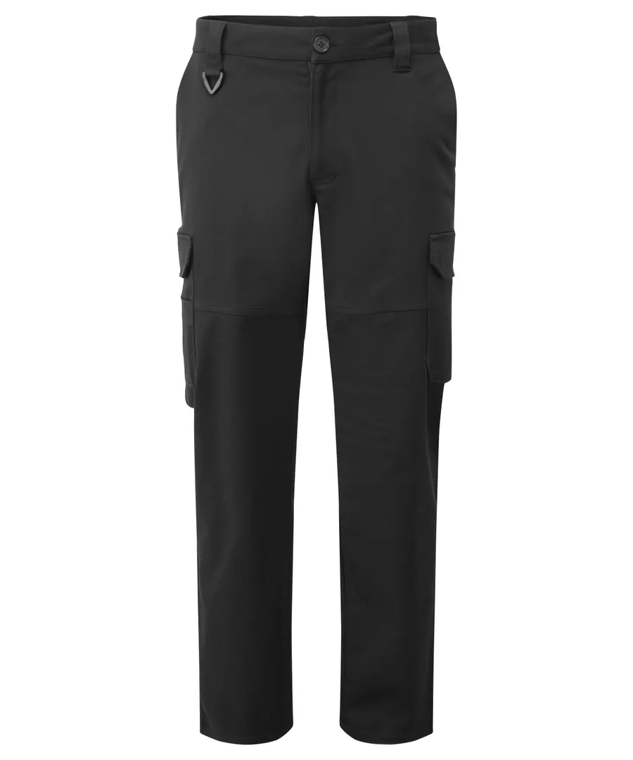 Stretchchecker work cargo trousers – Black