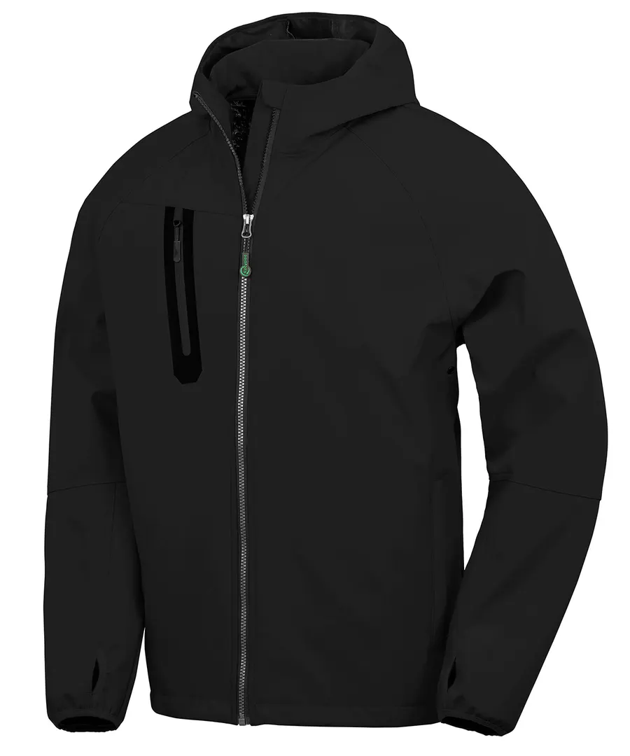 3-layer recycled printable casual hooded softshell – Black/Black
