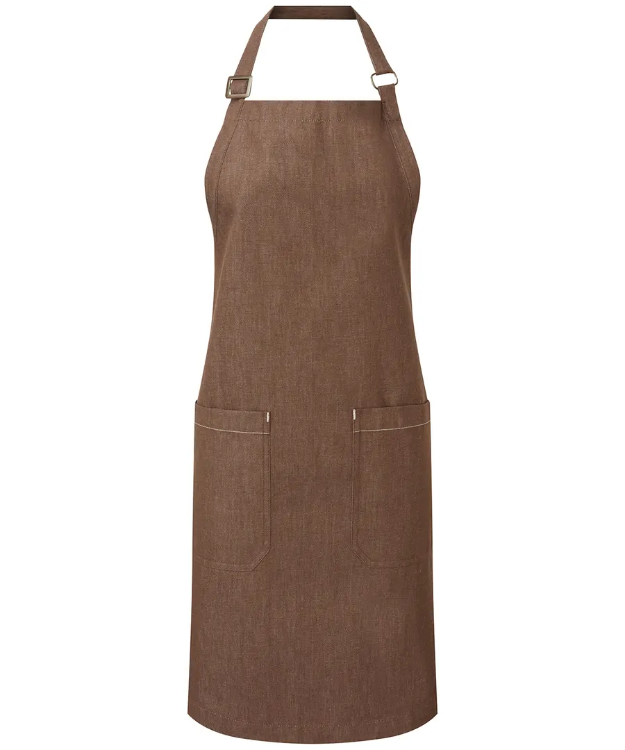 Cotton denim bib apron, organic and Fairtrade certified – Brown Denim
