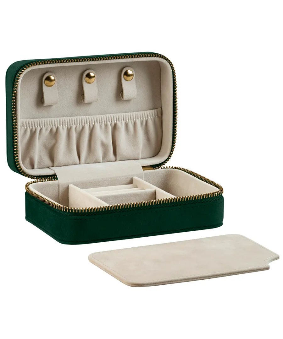 Velvet travel jewellery box – Dark Emerald
