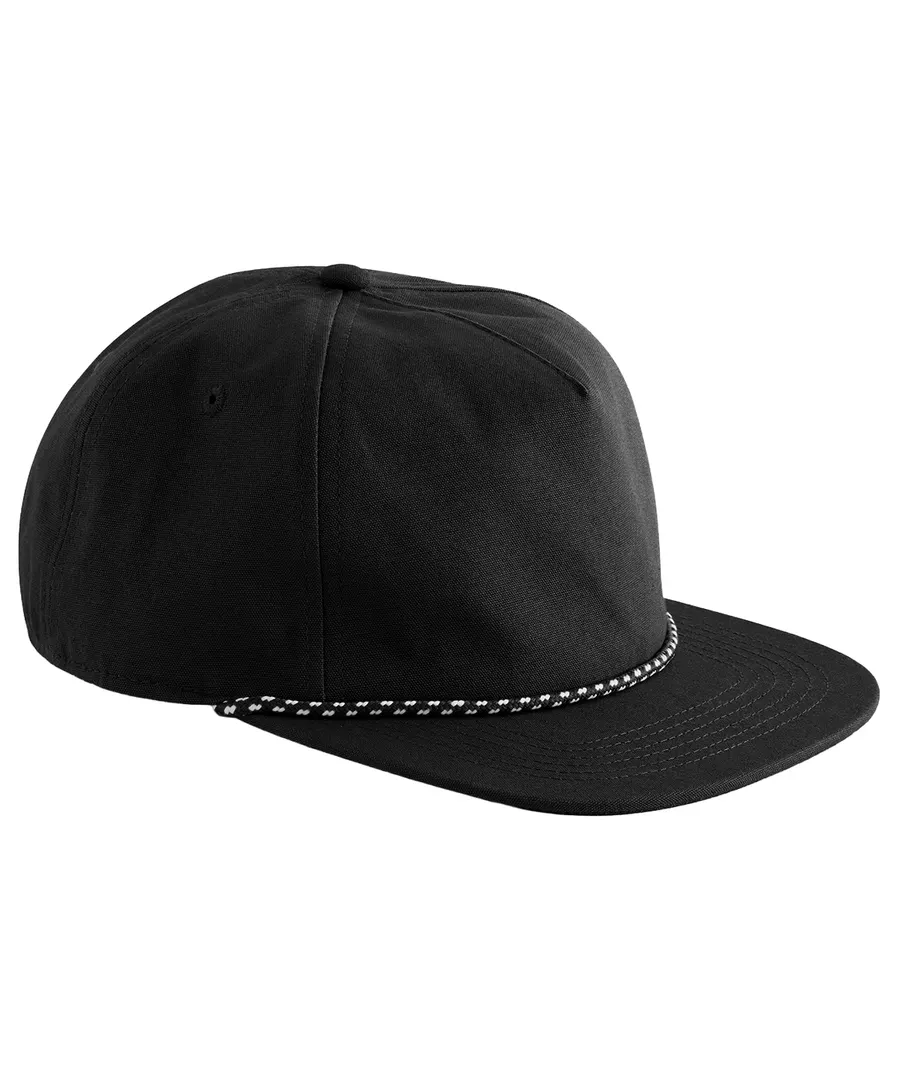 EarthAware® organic cotton 5-panel rope cap – Black