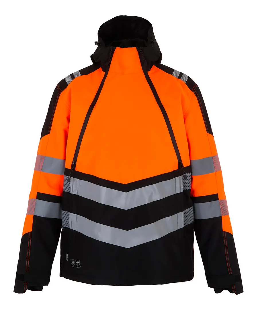 Hi-vis X-Pro waterproof overhead jacket – Black/Orange