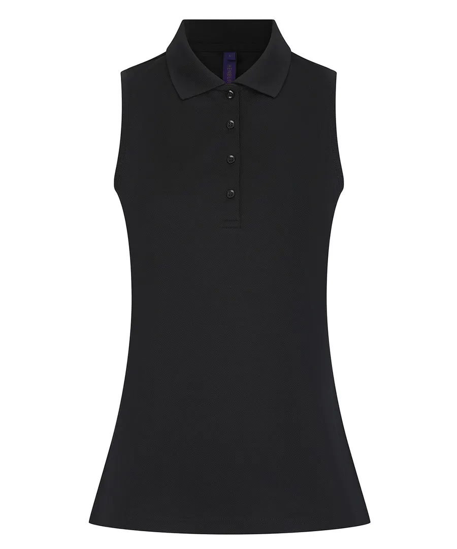 Women’s sleeveless Coolplus® polo shirt – Black