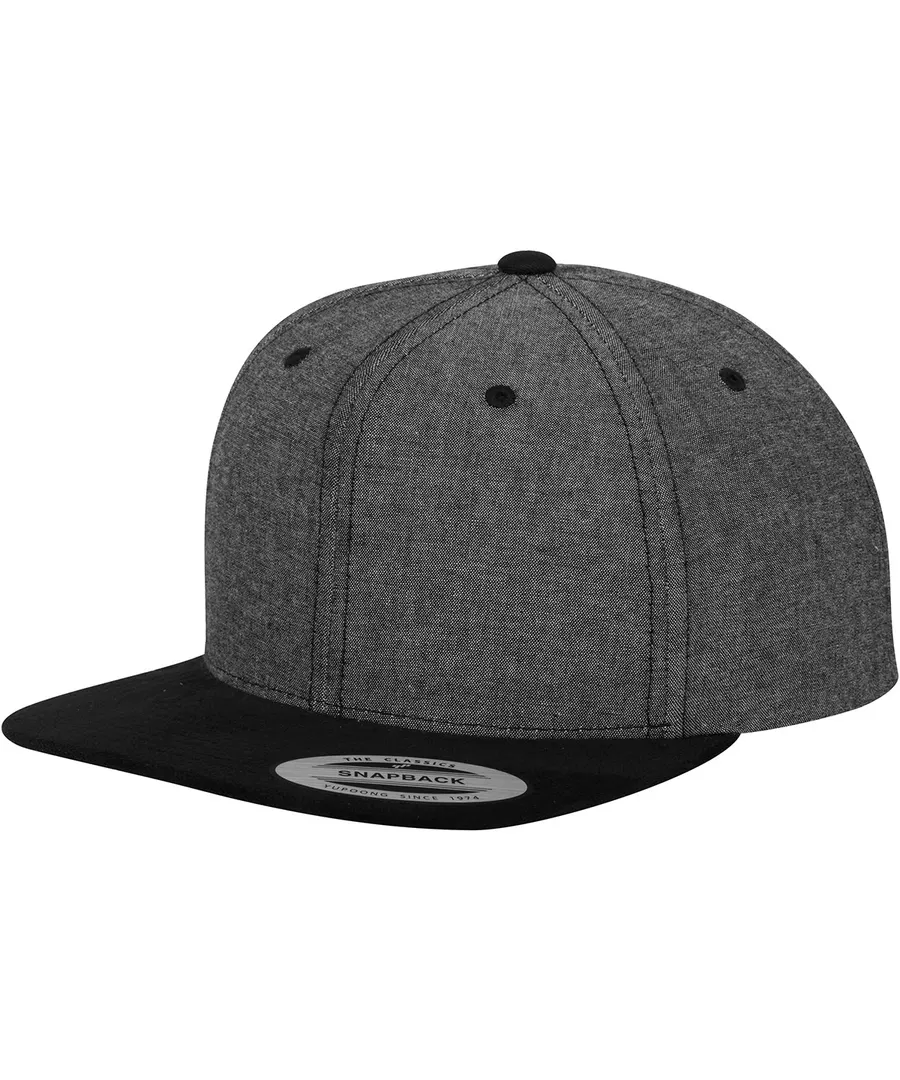 Chambray-suede snapback (6089CH) – Black/Black