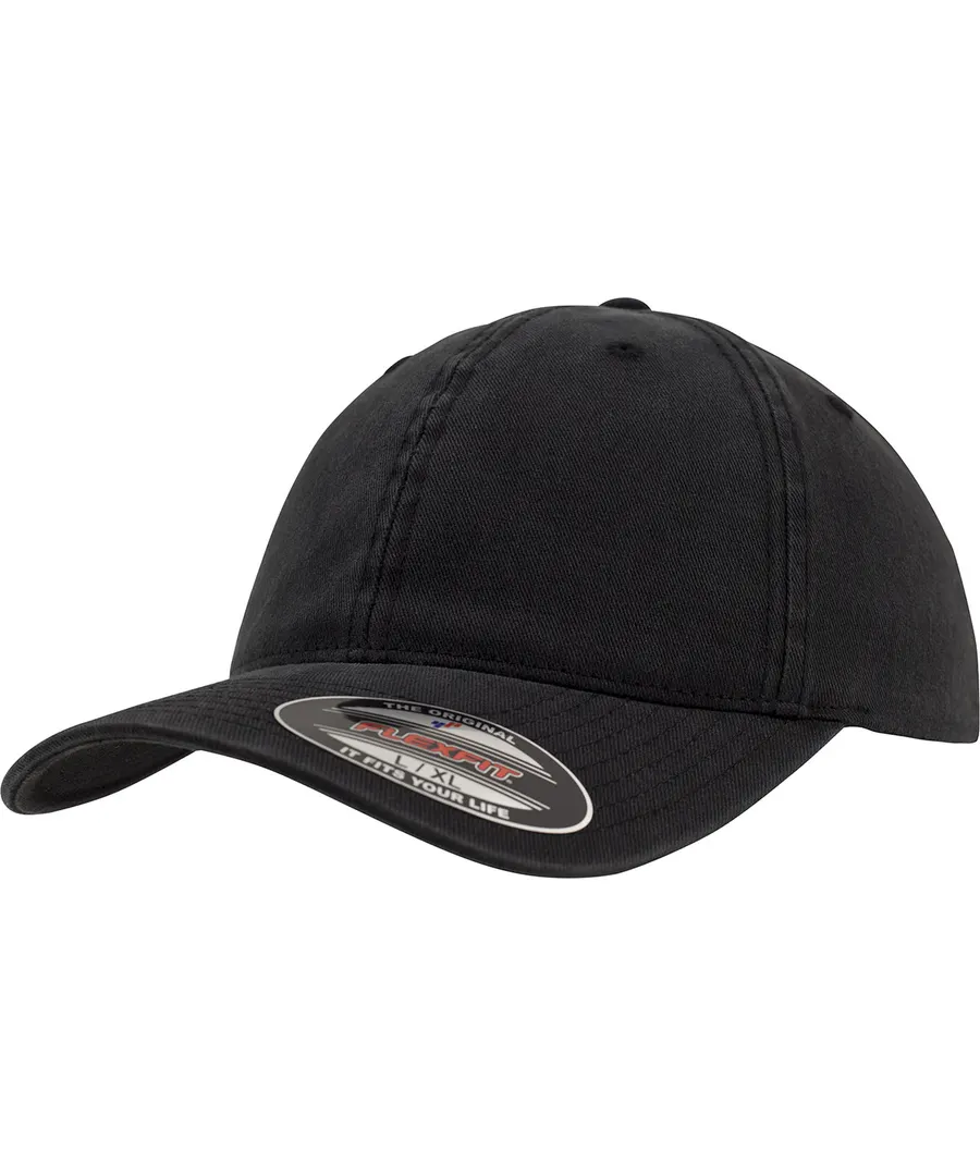 Flexfit garment washed cotton dad hat (6997) – Black