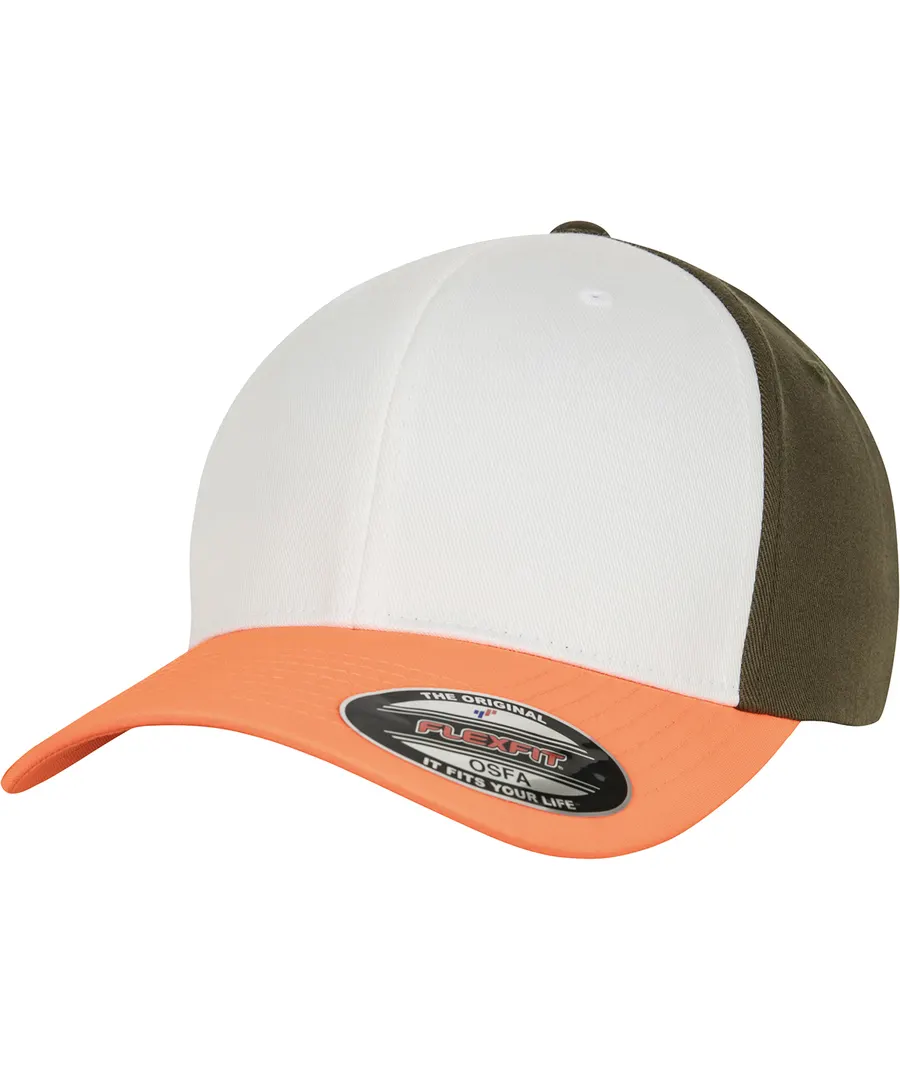 3-tone Flexfit (6277TT) – Neon Orange/White/Olive