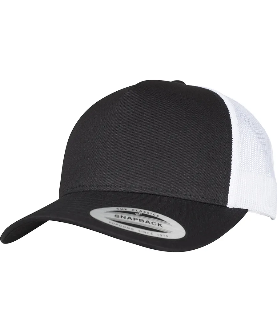 5-panel retro trucker 2-tone cap (6506T) – Black/White