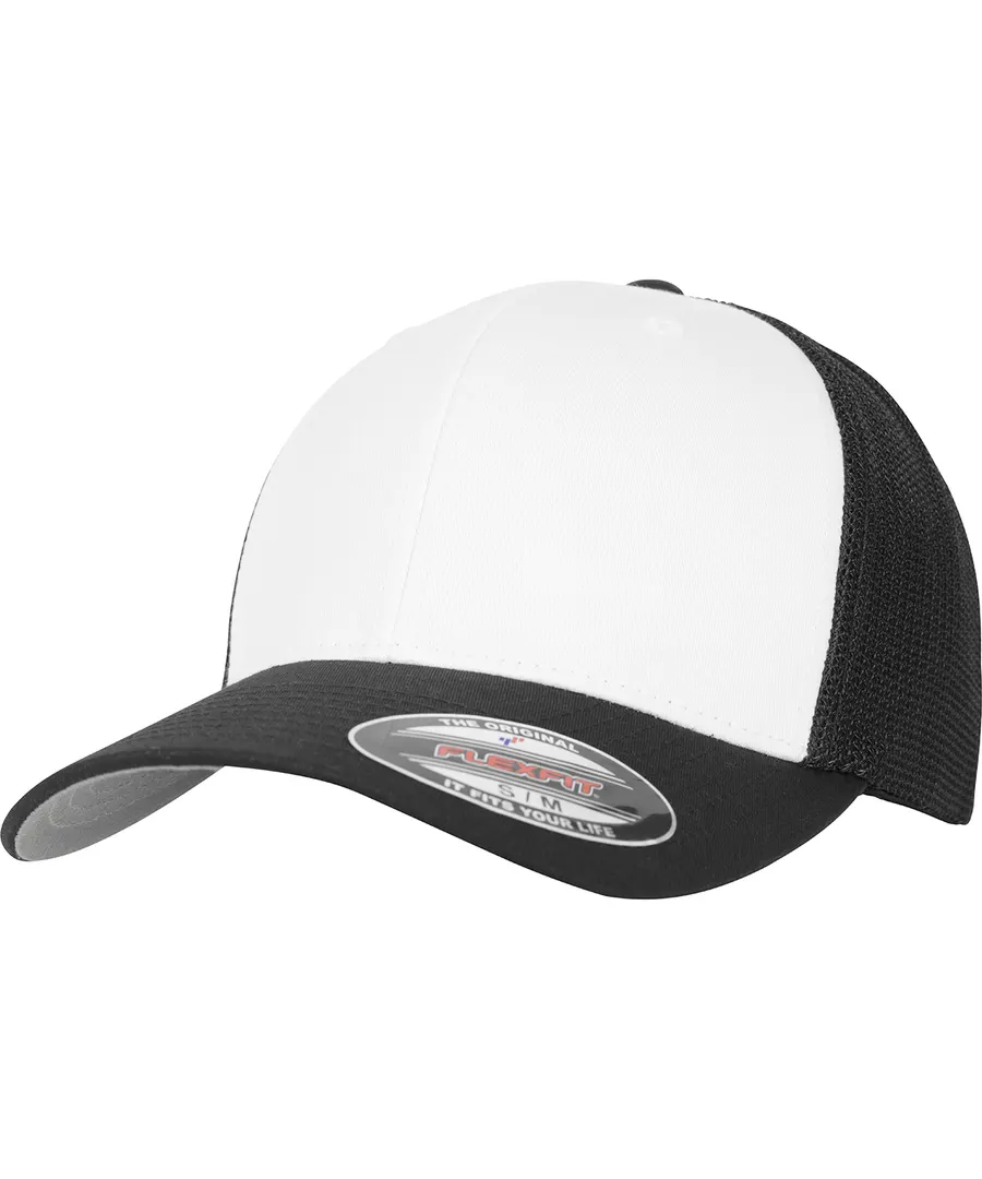Flexfit mesh coloured front (6511CF) – Black/White/Black