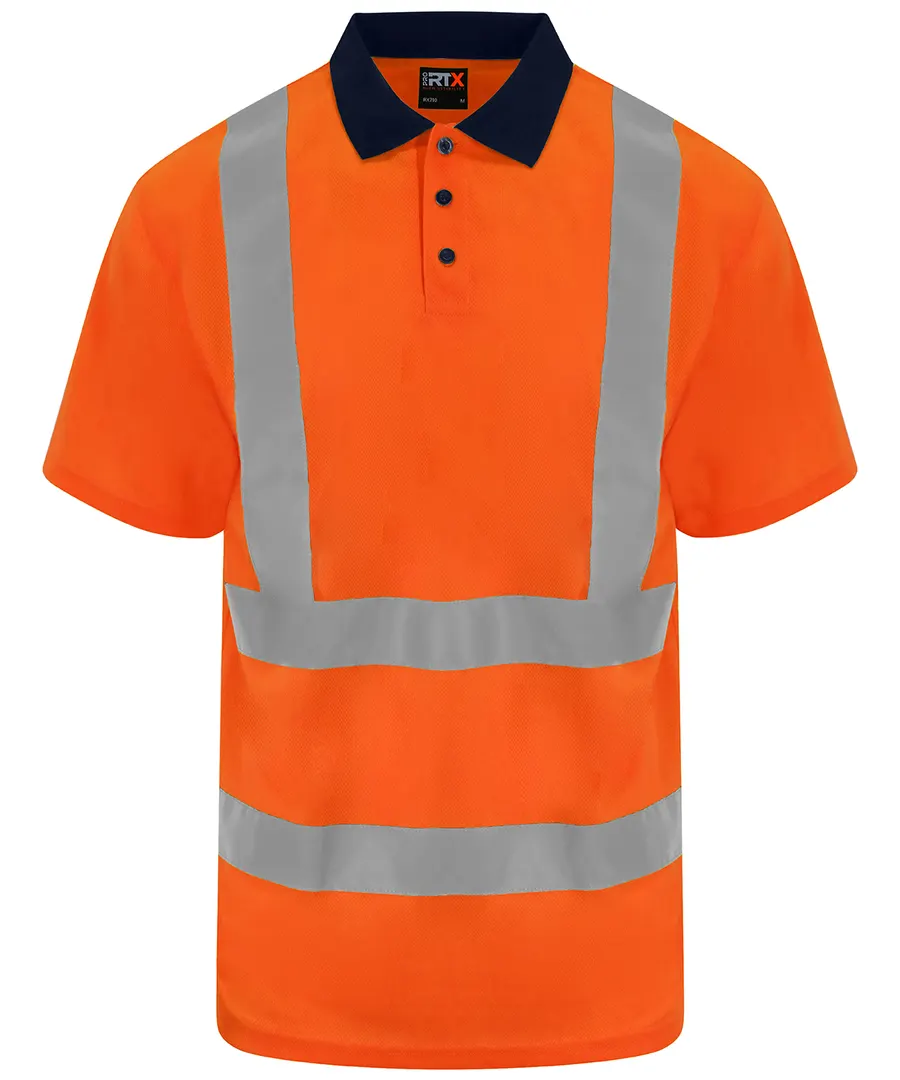 High visibility polo – HV Orange/Navy