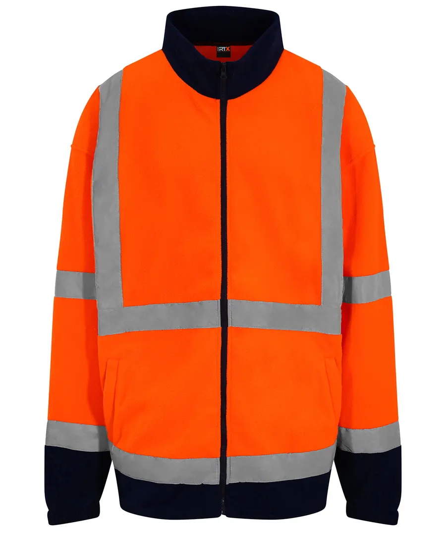 High visibility full-zip fleece – HV Orange/Navy