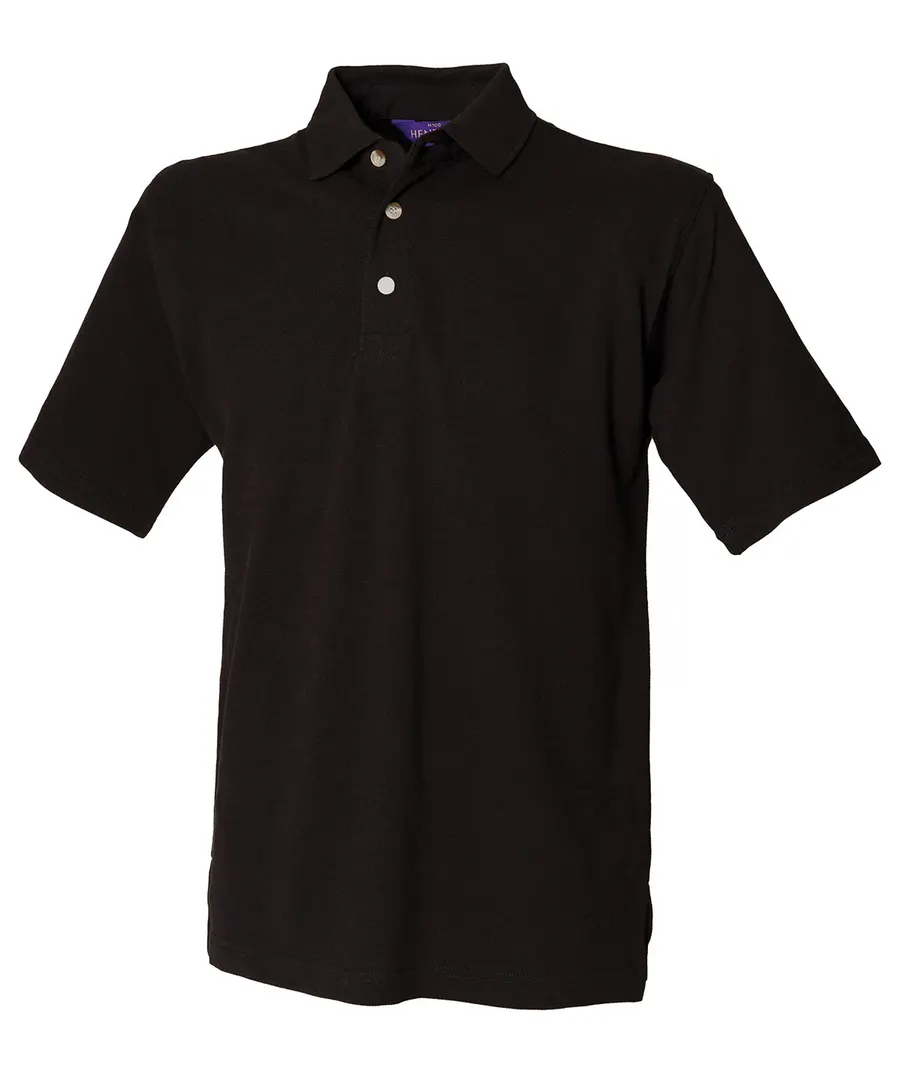 Classic cotton piqué polo with stand-up collar – Black*†