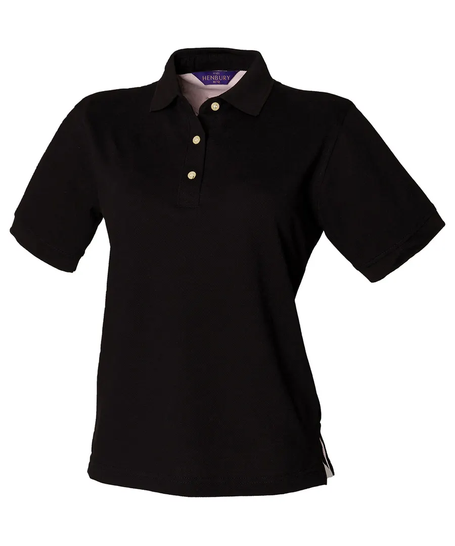 Women's classic cotton piqué polo shirt – Black