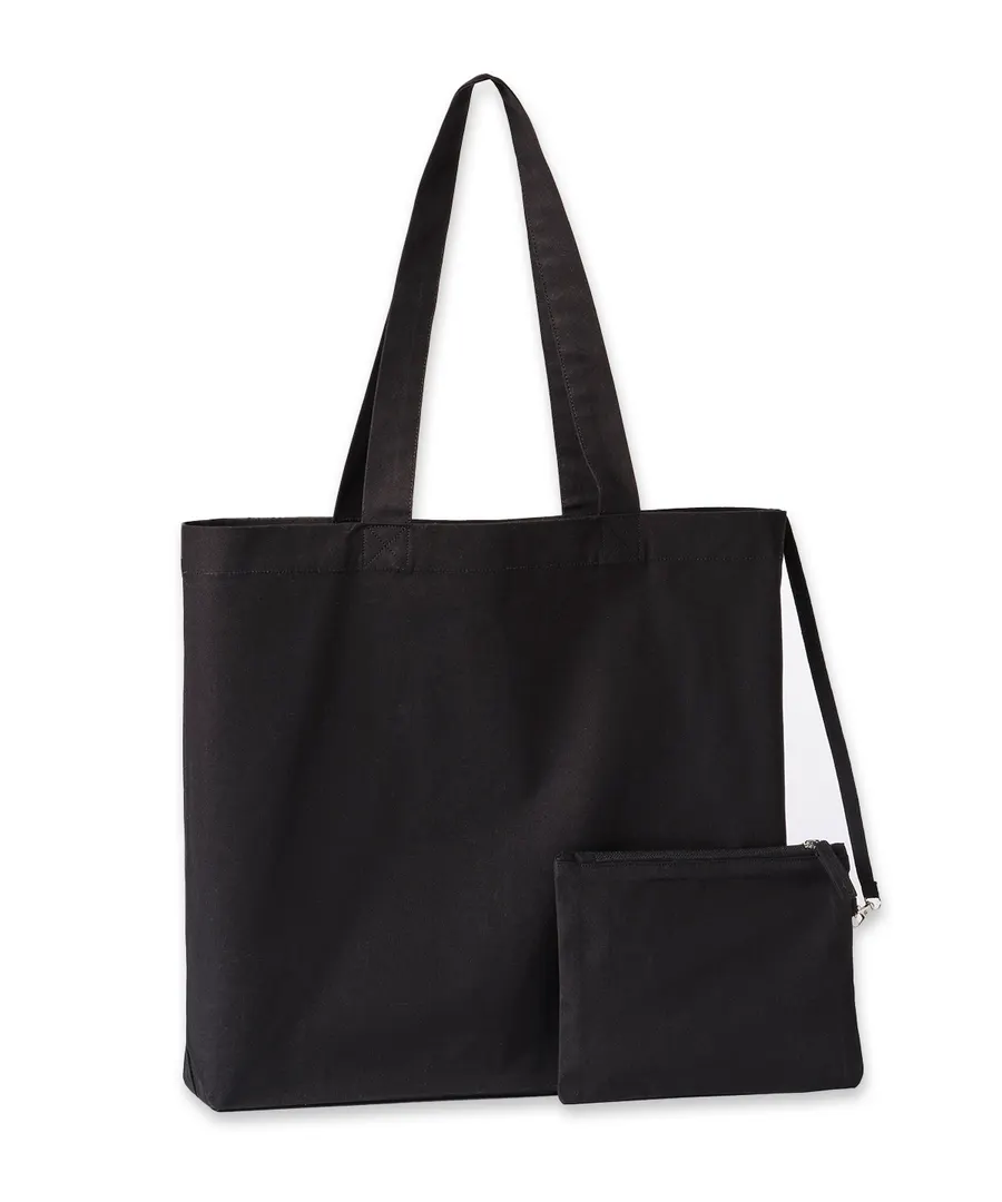 Cruise recycled tote with detachable purse – Black