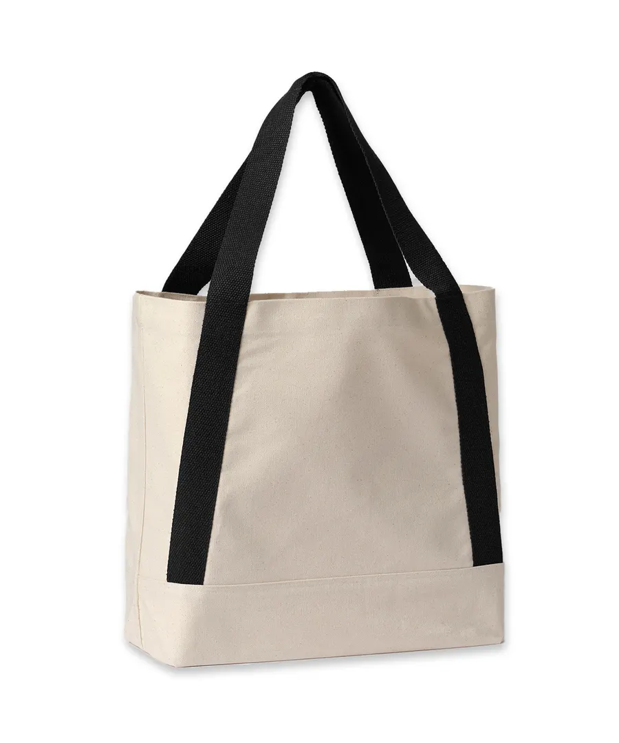 Dakota recycled contrast strap tote – Natural/Black