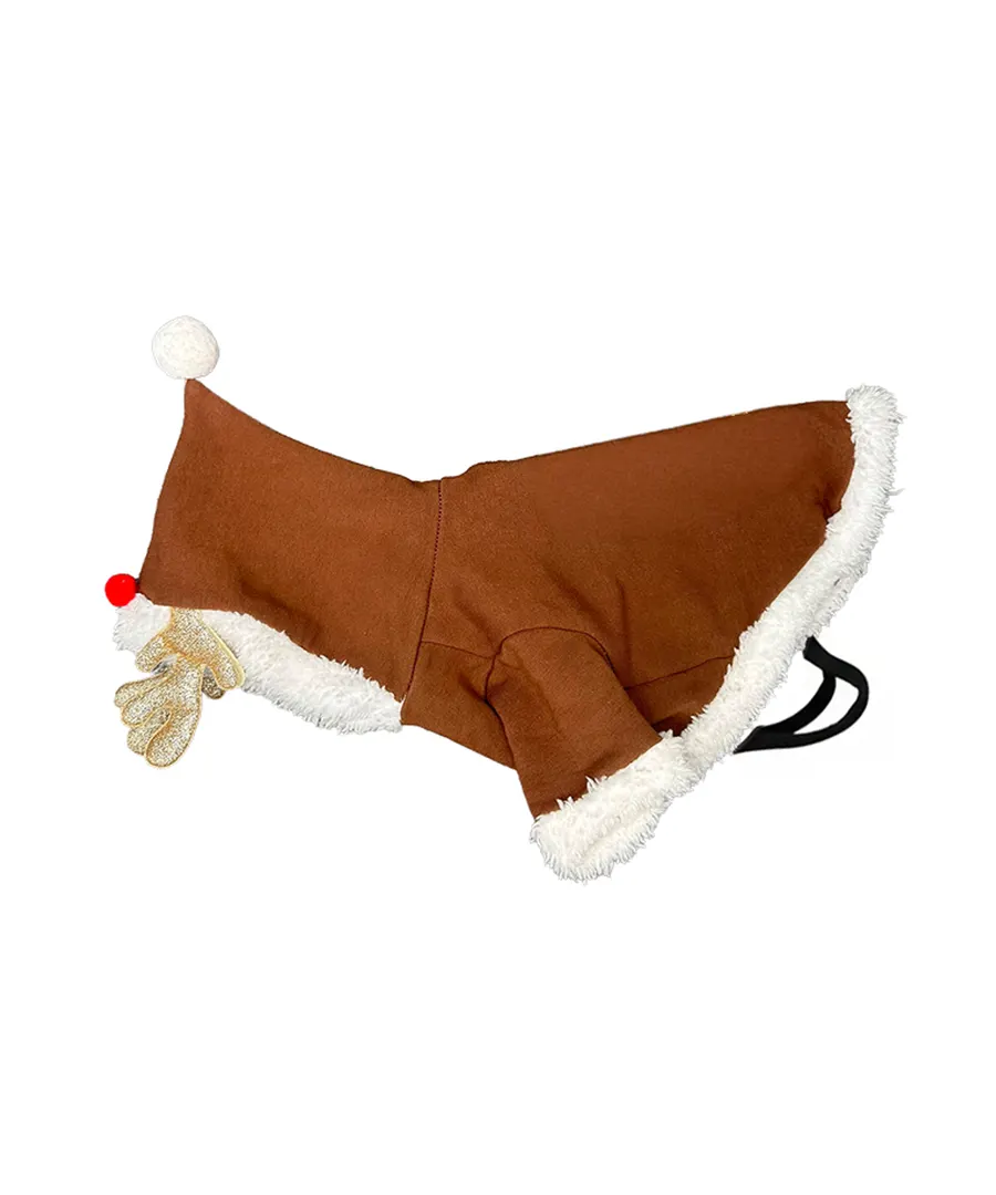 Dog’s reindeer hoodie – Brown/White