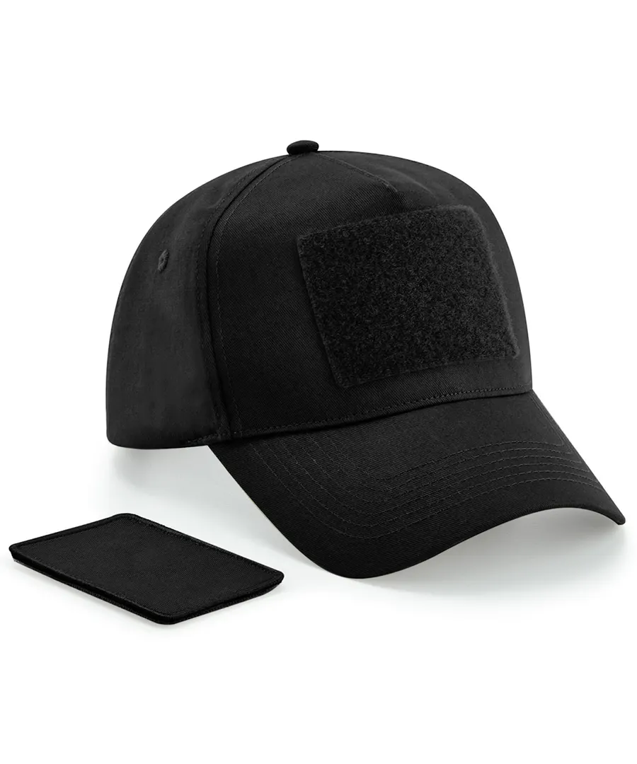 Removable patch 5-panel cap – Black