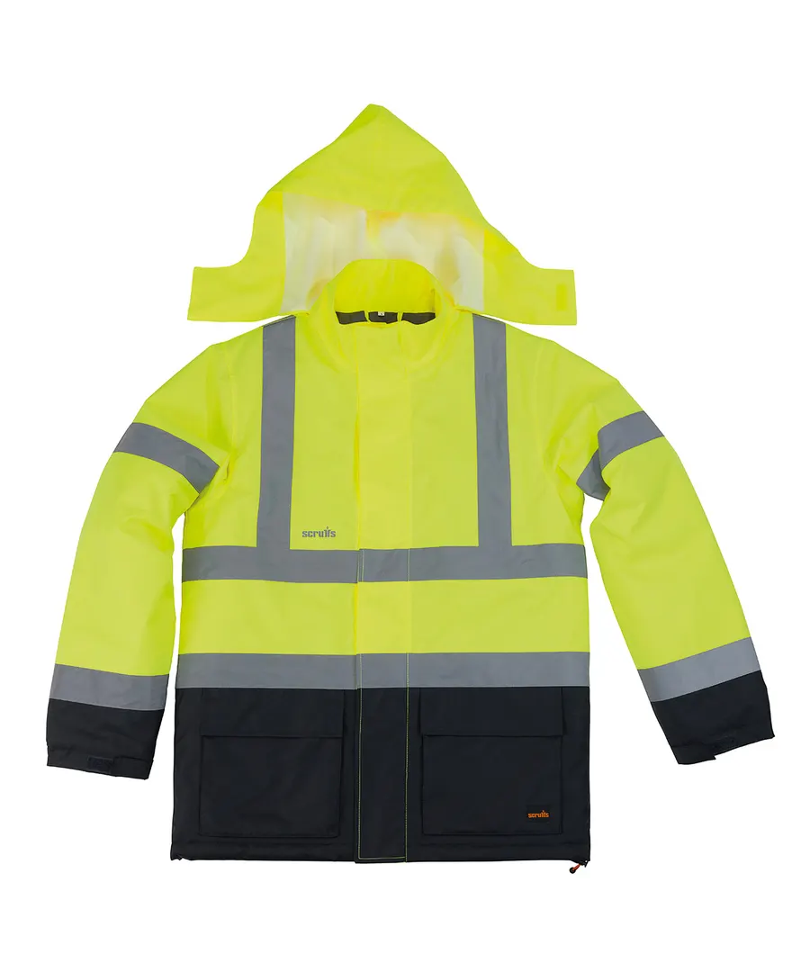 High-visibility waterproof jacket – Yellow/Navy