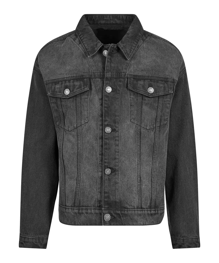Heavy ounce boxy denim jacket – Black Washed