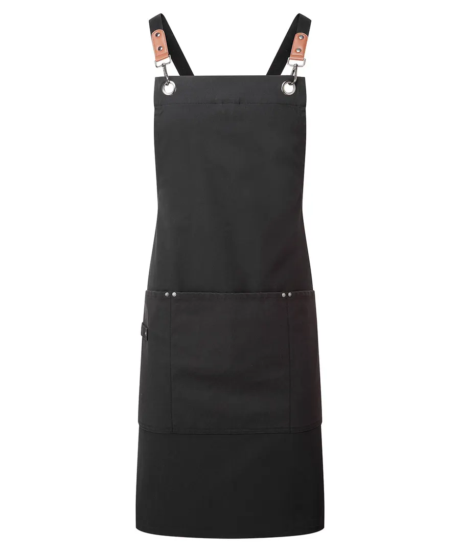 Clip ‘n’ Clasp cross-back bib apron – Black