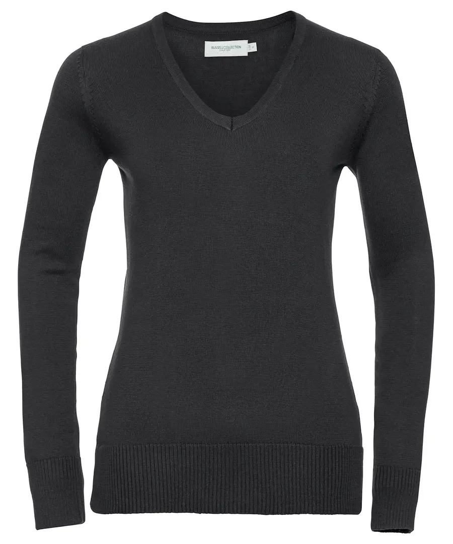 Women's v-neck knitted sweater – Black